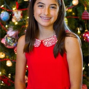 Jcrew girls jeweled collared red dress size 7 EUC